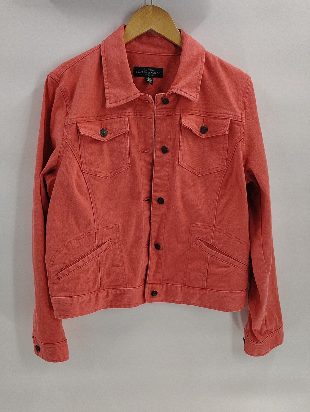 Lauren Ralph Lauren Jean Jacket Jacket Size XL Coral Long Sleeve